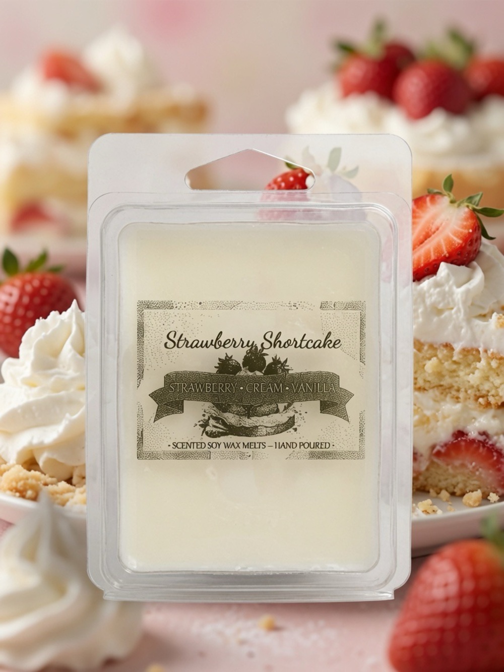 Strawberry Shortcake Soy Wax Melts | Sweet Bakery Strawberry Scent